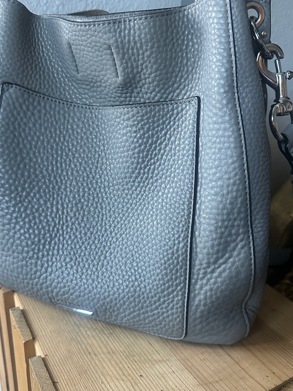 Rebecca Minkoff Slate Gray Pebbled Leather Crossbody